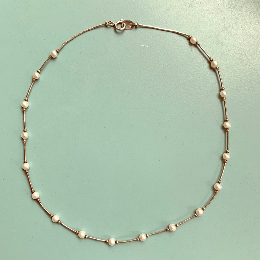 Necklace with pearls and silver beads